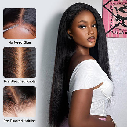 13x4 Lace Frontal Yaki Straight Pre Cut & Pre-Plucked Real Ear To Ear Pre-All Glueless Wig Alexwigs