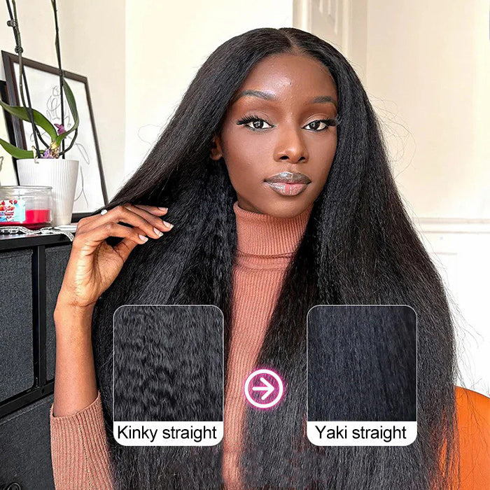 13x6 Lace Frontal Yaki Straight Pre Cut & Pre-Plucked Real Ear To Ear Pre-All Glueless Wig Alexwigs