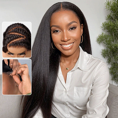 13x6 Lace Frontal Yaki Straight Pre Cut & Pre-Plucked Real Ear To Ear Pre-All Glueless Wig Alexwigs