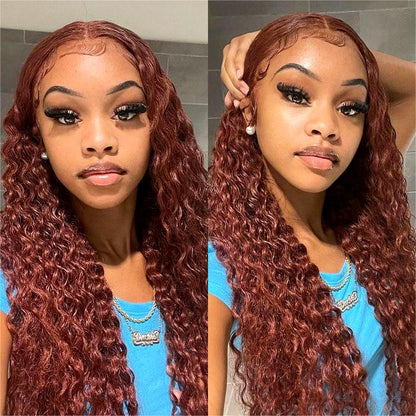 #33 Reddish Brown Glueless Ready & Go Wigs 8*5 Pre Cut Lace Closure Wigs Alexwigs
