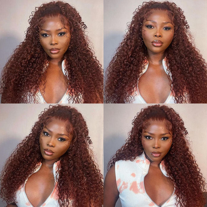 #33 Reddish Brown 5x5 HD Transparent Lace Pre Plucked Natural Hairline Human Hair Wigs Alexwigs