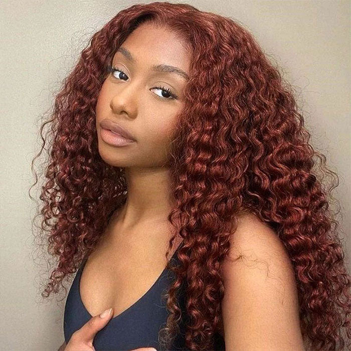 #33 Auburn Color Deep Wave 13x4/4x4 HD Lace Front Human Hair Wigs For Women High Quality Wigs Alexwigs