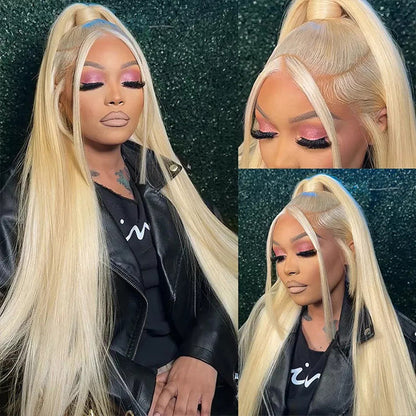 #613 Blonde Glueless Pull Go Drawstring Wigs Silky Straight 13x6 Full Lace Front Wig Alexwigs