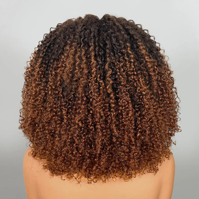 14'' = $99 1B/30 Ombre Colored Kinky Curly Bob Human Hair HD Lace Front Wigs 180% Density Pre Plucked Glueless HD Lace Wigs Alexwigs