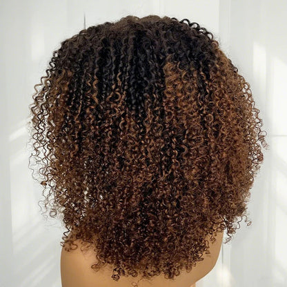 14'' = $99 1B/30 Ombre Colored Kinky Curly Bob Human Hair HD Lace Front Wigs 180% Density Pre Plucked Glueless HD Lace Wigs Alexwigs