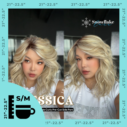 [PRE-ORDER] JBEXTENSION 16 Inches Mix Blonde Curly Pre-Cut Side Part Snowflake Lace Frontlace Glueless Wig JESSICA【BENDY EAR TABS】 Alexwigs