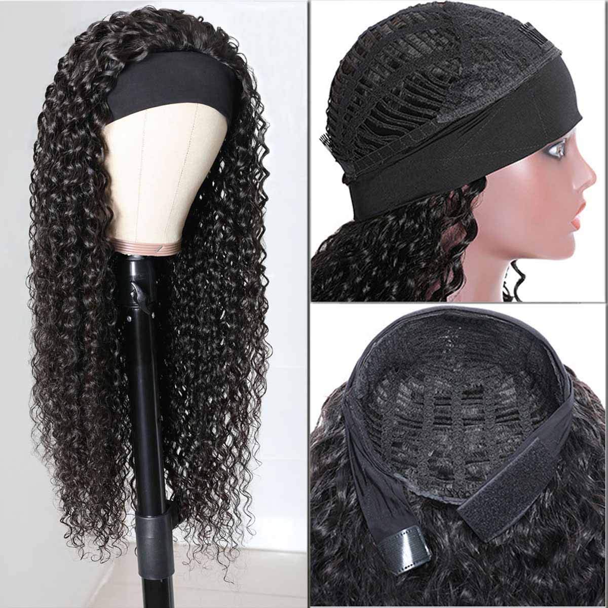 150% Density Full Texture Headband Human Hair Wigs Full Machine Made Full Looking Lace Wig Alexwigs