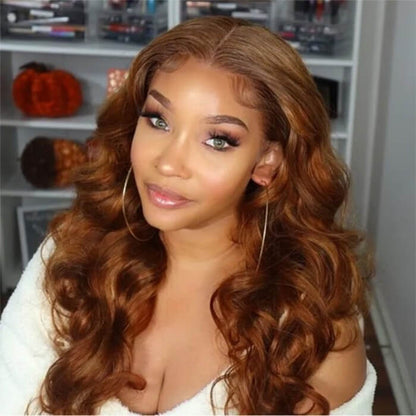 #30 Chestnut Brown Lace Front Wigs Body Wave Human Hair Fall Color Wigs For  Women Alexwigs