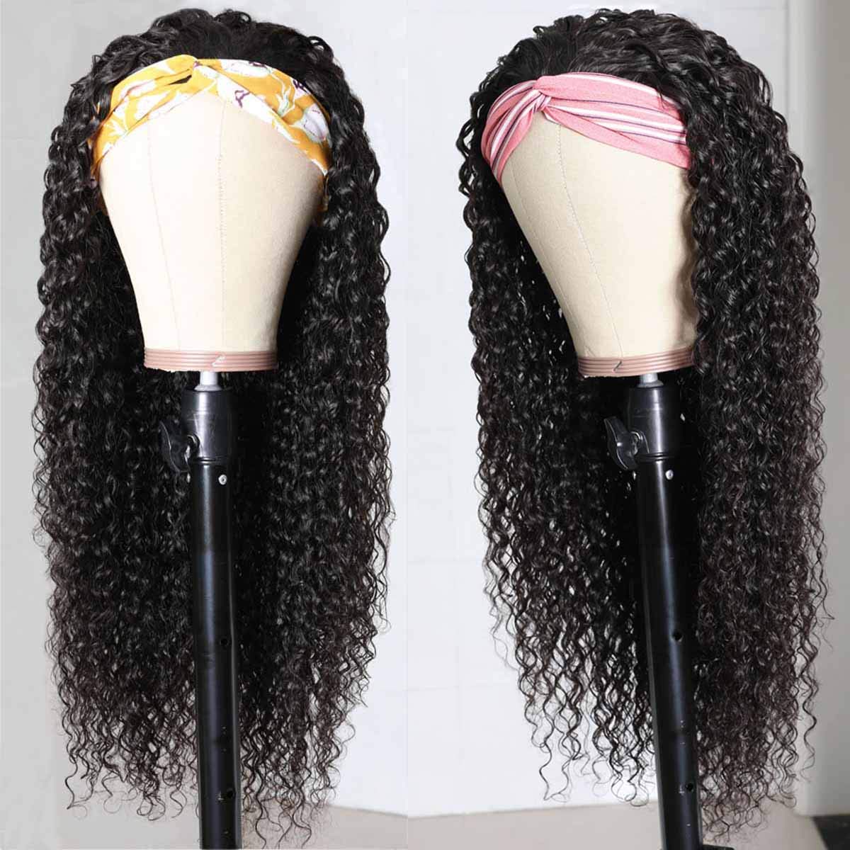 150% Density Full Texture Headband Human Hair Wigs Full Machine Made Full Looking Lace Wig Alexwigs