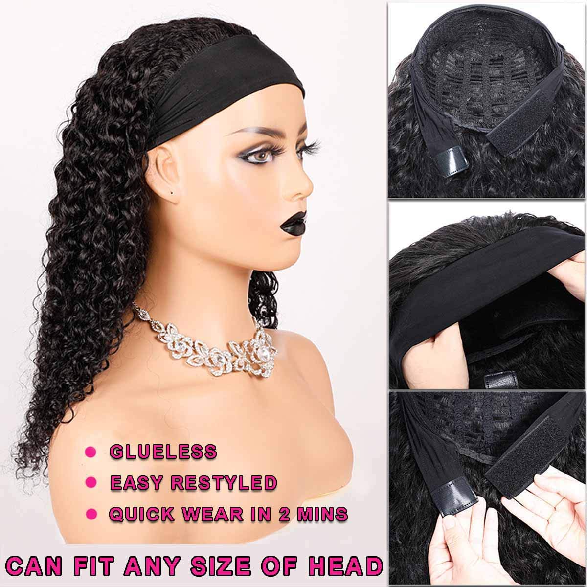 150% Density Full Texture Headband Human Hair Wigs Full Machine Made Full Looking Lace Wig Alexwigs
