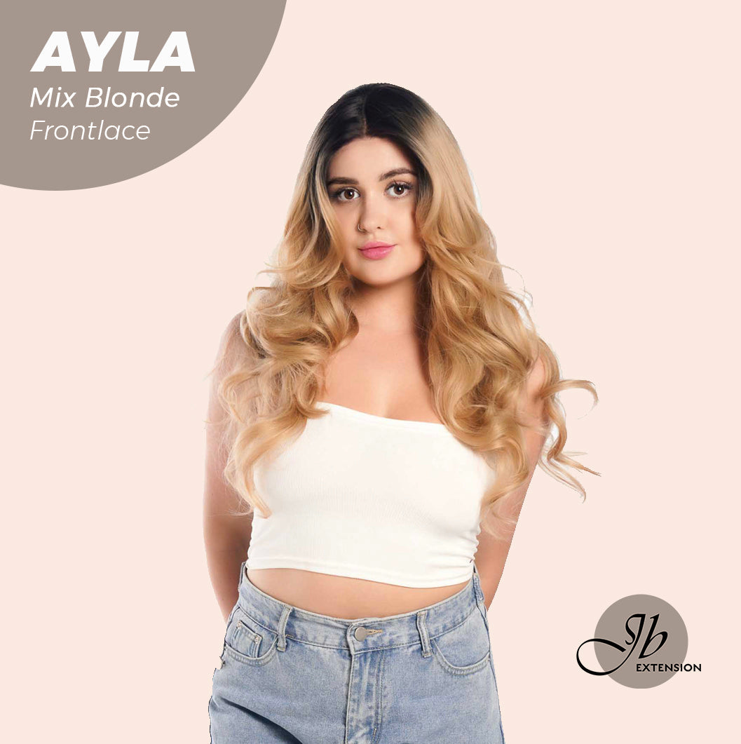 JBEXTENSION 24 Inches Body Wave Mix Blonde With Dark Root Pre-Cut Frontlace Glueless Wig AYLA MIX BLONDE Alexwigs