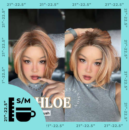 [PRE-ORDER] JBEXTENSION 12 Inches Bob Cut Sunset Blush Pre-Cut Snowflake Lace Frontlace Glueless Wig KHLOE SUNSET BLUSH【PERMATEASE】【BENDY EAR TABS】 Alexwigs