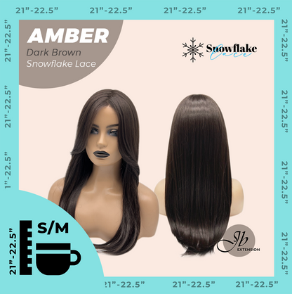 [PRE-ORDER] JBEXTENSION 21 Inches Straight Dark Brown Pre-Cut T Part Snowflake Lace Frontlace Glueless Wig AMBER DARK BROWN【BENDY EAR TABS】 Alexwigs