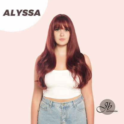 JBEXTENSION 25 Inches Red Curly Fashion Wig With Full Bangs ALYSSA Alexwigs