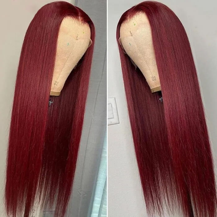 13x6 HD Lace Front Wig Human Hair Wigs 99J Burgundy Pre-Plucked Remy Human Hair Deep Part Wigs Alexwigs