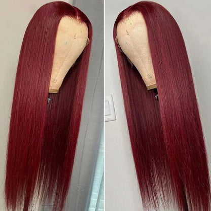 13x6 HD Lace Front Wig Human Hair Wigs 99J Burgundy Pre-Plucked Remy Human Hair Deep Part Wigs Alexwigs
