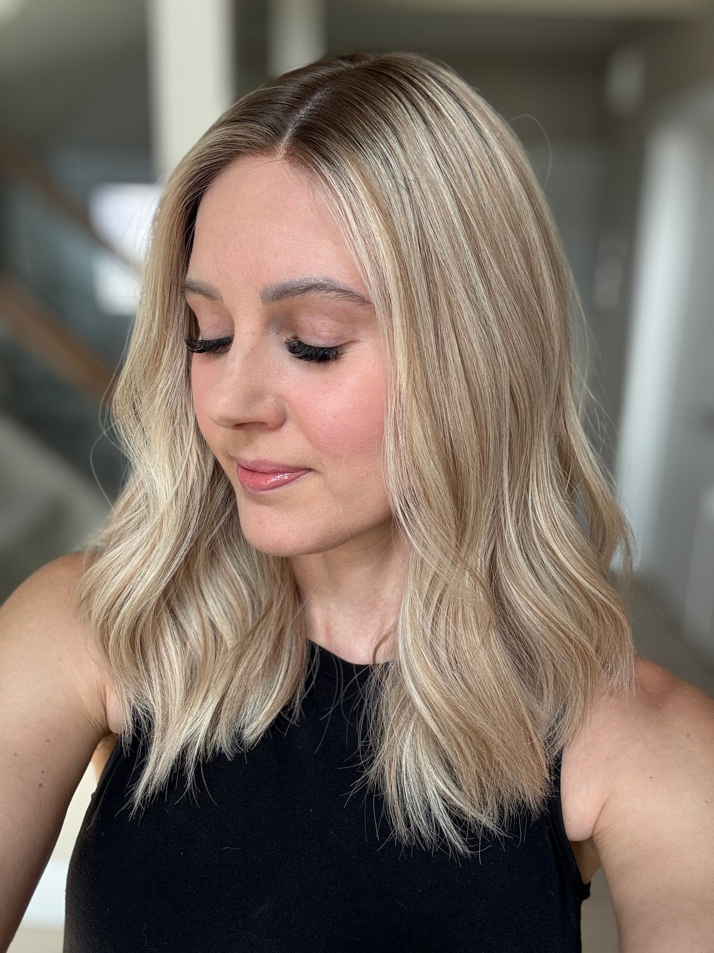 18" Katie LOB Comfort Cap Silk Top Wig (M) Alexwigs