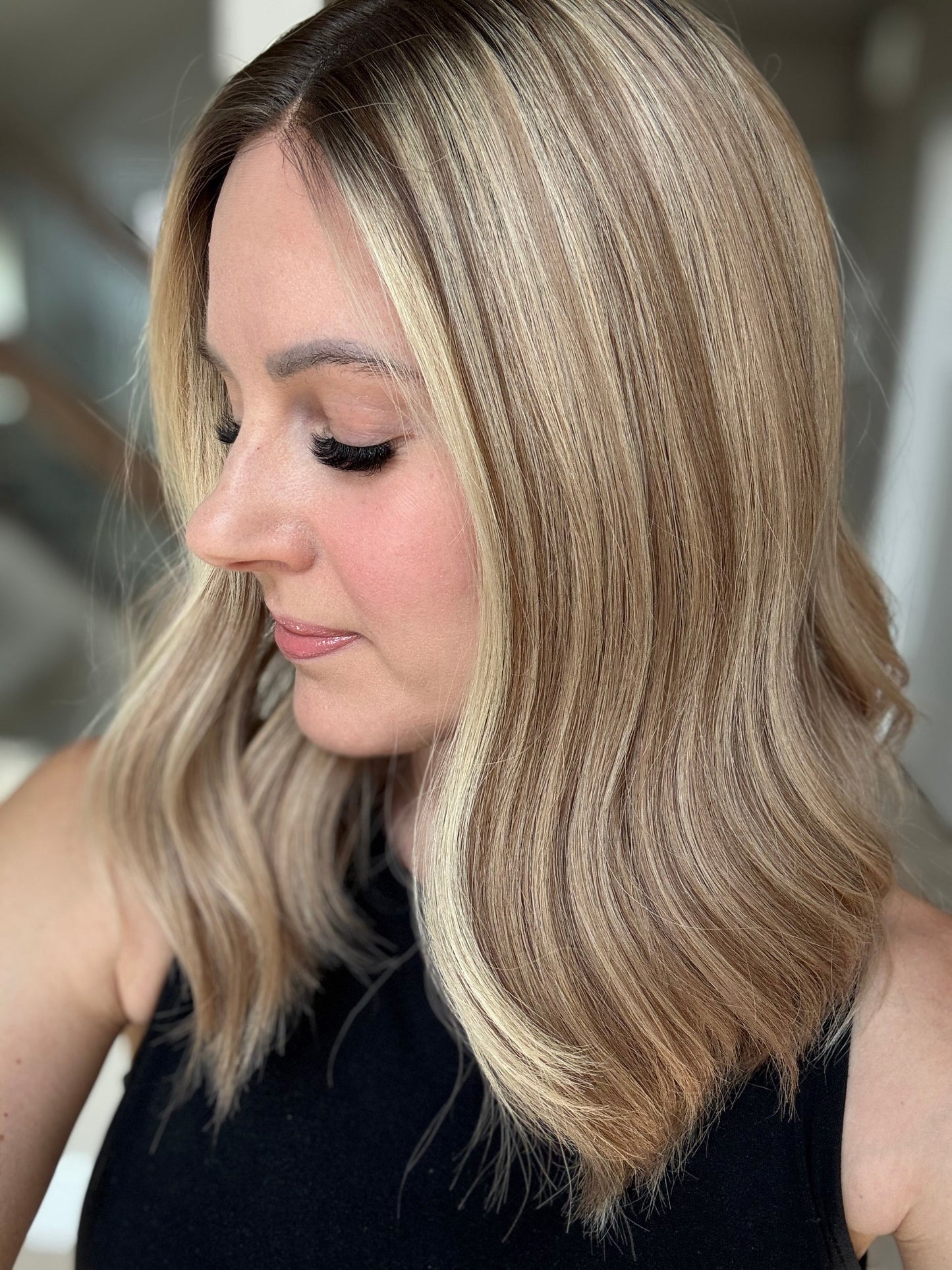 18" Olivia LOB Comfort Cap Silk Top Wig (S) Alexwigs