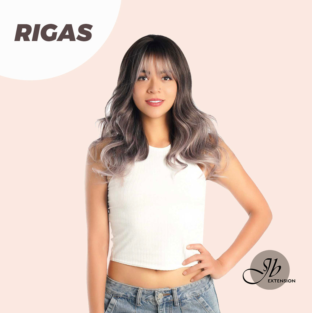 JBEXTENSION 20 Inches Shatush Purple Body Wave Wig With Bangs RIGAS Alexwigs