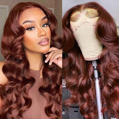 #33 Reddish Brown 5x5 HD Transparent Lace Pre Plucked Natural Hairline Human Hair Wigs Alexwigs