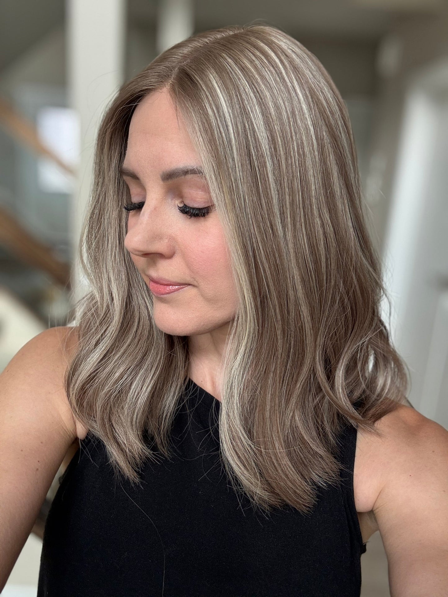 18" Jocelyn LOB Comfort Cap Silk Top Wig (S) Alexwigs