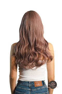 JBEXTENSION 22 Inches Smoke Pink Curly Wig With Bangs CAROL Alexwigs