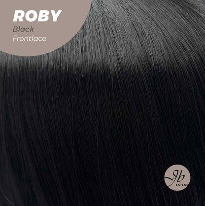 JBEXTENSION 22 Inches Jet Black Medium Length Women Frontlace Glueless Wig ROBY BLACK Alexwigs