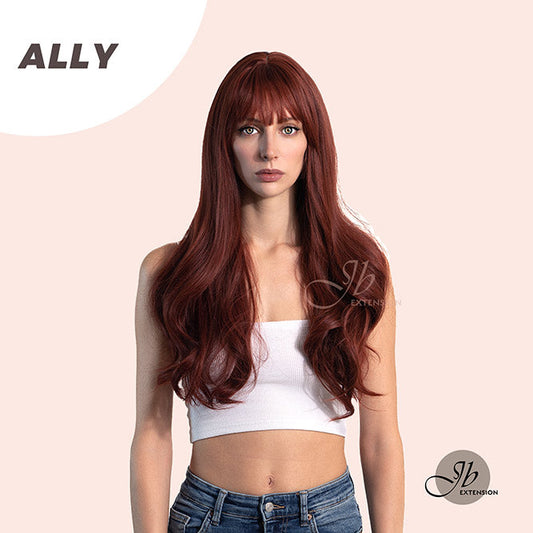 JBEXTENSION 25 Inches Red Curly Fashion Wig With Full Bangs ALLY Alexwigs