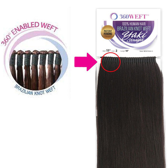 New Born Free 360 Weft 100% Human Hair Brazilian Knot Weft Weave - YAKI STRAIGHT 18" Alexwigs
