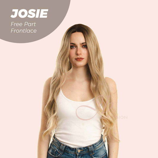 JBEXTENSION 26 Inches Blonde With Dark Root Wave Lace Front Wig.Pre Plucked 6*14 HD Transparent Lace Frontal Glueless Wig JOSIE Alexwigs