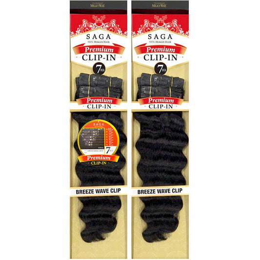Saga 100% Human Hair Premium Clip In Weave - BREEZE WAVE 18" 7 Pcs Alexwigs