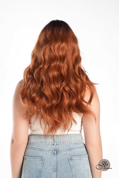 JBEXTENSION 24 Inches Copper Body Wave With Bangs Wig KIMMY COPPER Alexwigs