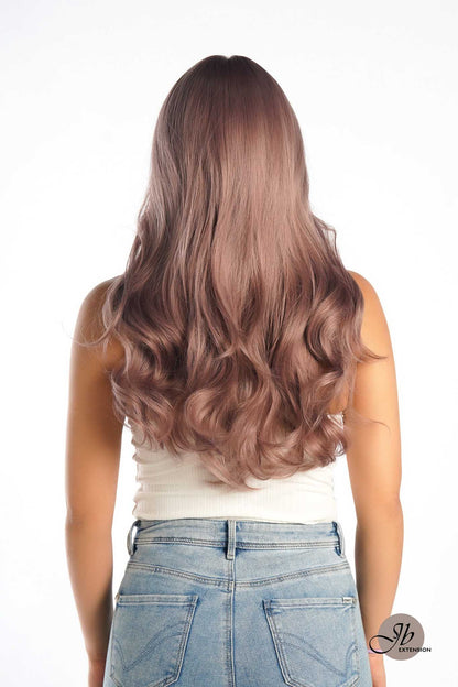 JBEXTENSION 22 Inches Smoke Pink Curly Wig With Bangs CAROL Alexwigs