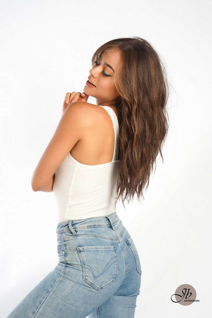 JBEXTENSION 22 Inches Brown With Highlight Body Wave Pre-Cut Free Part Frontlae Glueless Wig INéS HIGHLIGHT Alexwigs