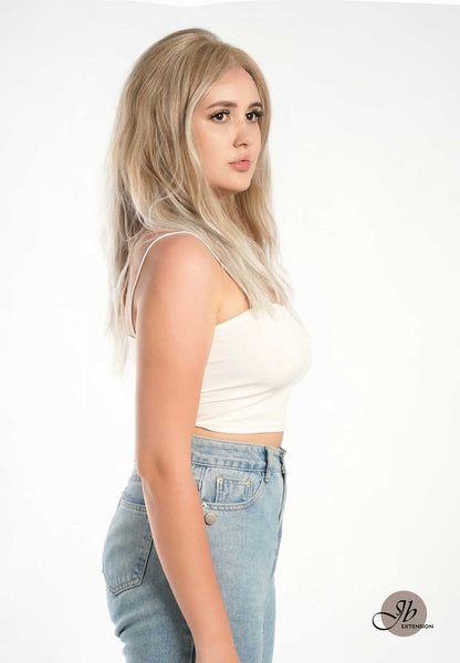 JBEXTENSION 22 Inches Peach Blonde Body Wave Pre-Cut Free Part Frontlae Glueless Wig INéS Alexwigs