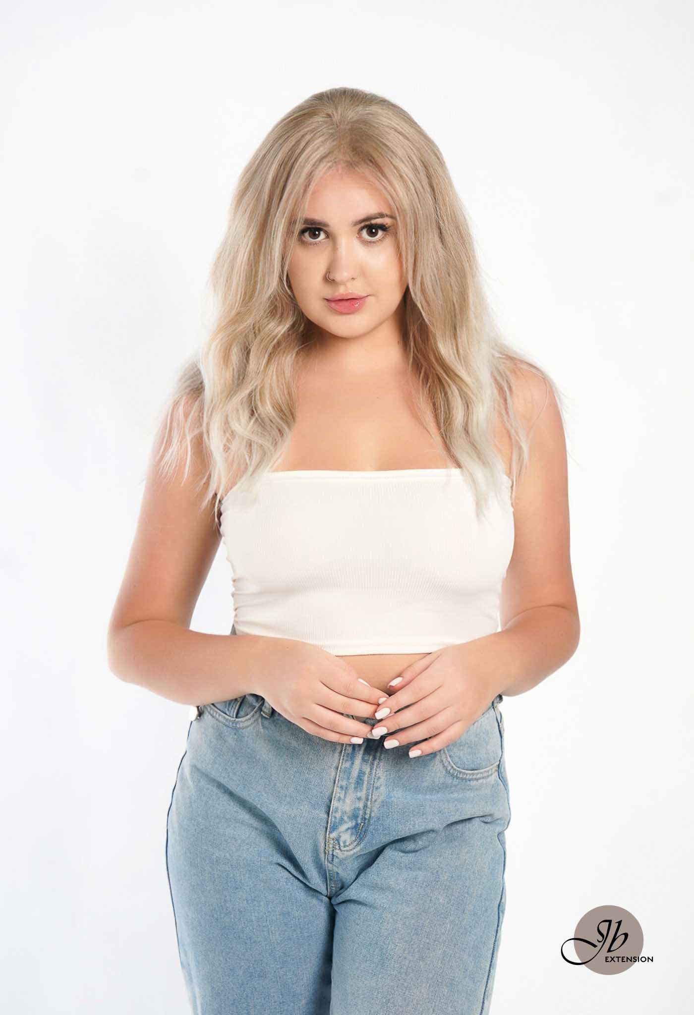 JBEXTENSION 22 Inches Peach Blonde Body Wave Pre-Cut Free Part Frontlae Glueless Wig INéS Alexwigs