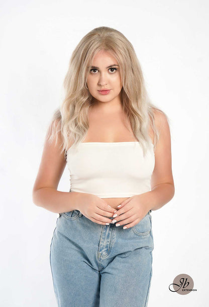 JBEXTENSION 22 Inches Peach Blonde Body Wave Pre-Cut Free Part Frontlae Glueless Wig INéS Alexwigs