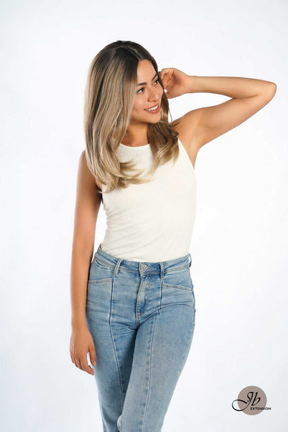 JBEXTENSION 22 Inches Blonde Medium Length Women Pre-Cut Frontlace Glueless Wig ROBY BLONDE Alexwigs