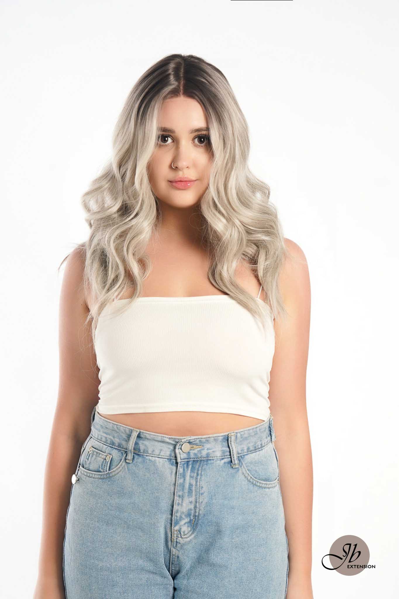 JBEXTENSION 20 Inches Silver Color Wave Pre-Cut Frontlace Glueless Wig MARINA Alexwigs