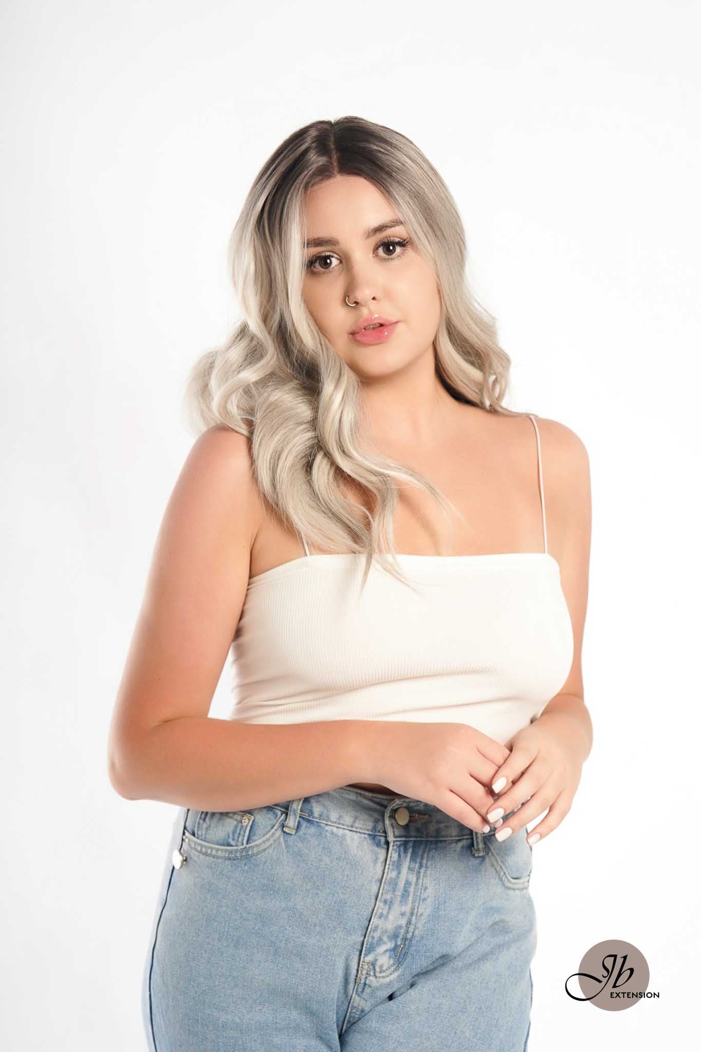 JBEXTENSION 20 Inches Silver Color Wave Pre-Cut Frontlace Glueless Wig MARINA Alexwigs