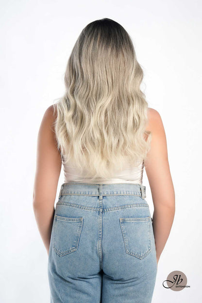 JBEXTENSION 22 Inches Body Wave Shatush Silver Pre-Cut Frontlace Glueless Wig CLAIRE M SILVER Alexwigs