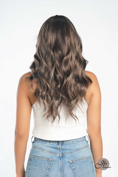 JBEXTENSION 22 Inches Body Wave Brown With Highlight Pre-Cut Frontlace Glueless Wig CLAIRE LACE M Alexwigs