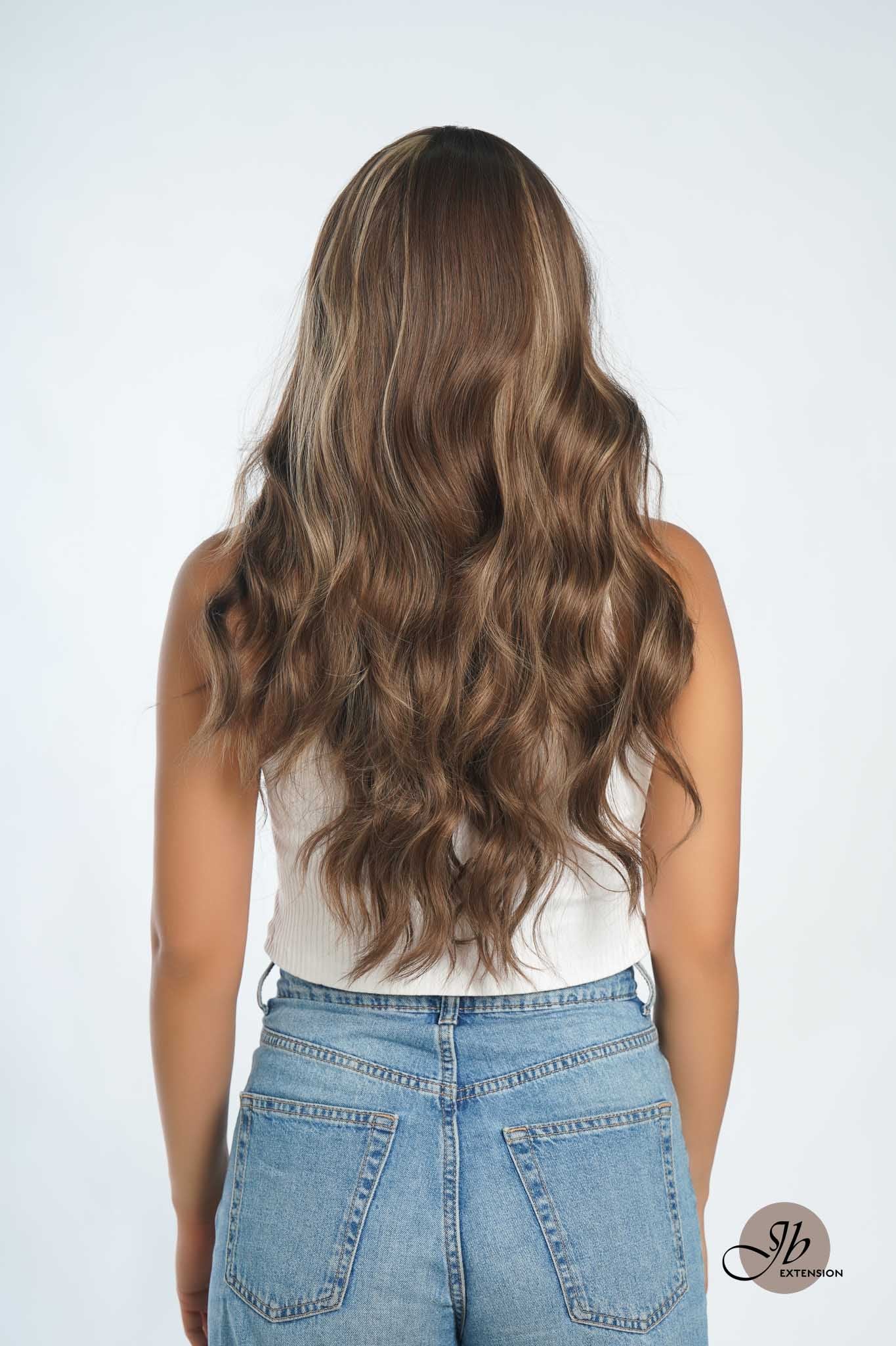 JBEXTENSION 24 Inches Body Wave Light Brown With Highlight Pre-Cut Frontlace Glueless Wig CLAIRE LIGHT Alexwigs