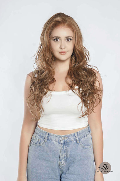 JBEXTENSION 24 Inches Brown With Highlight Wave 13X6 Pre-Cut Free Part Frontlace Glueless Wig OBSESSION Alexwigs