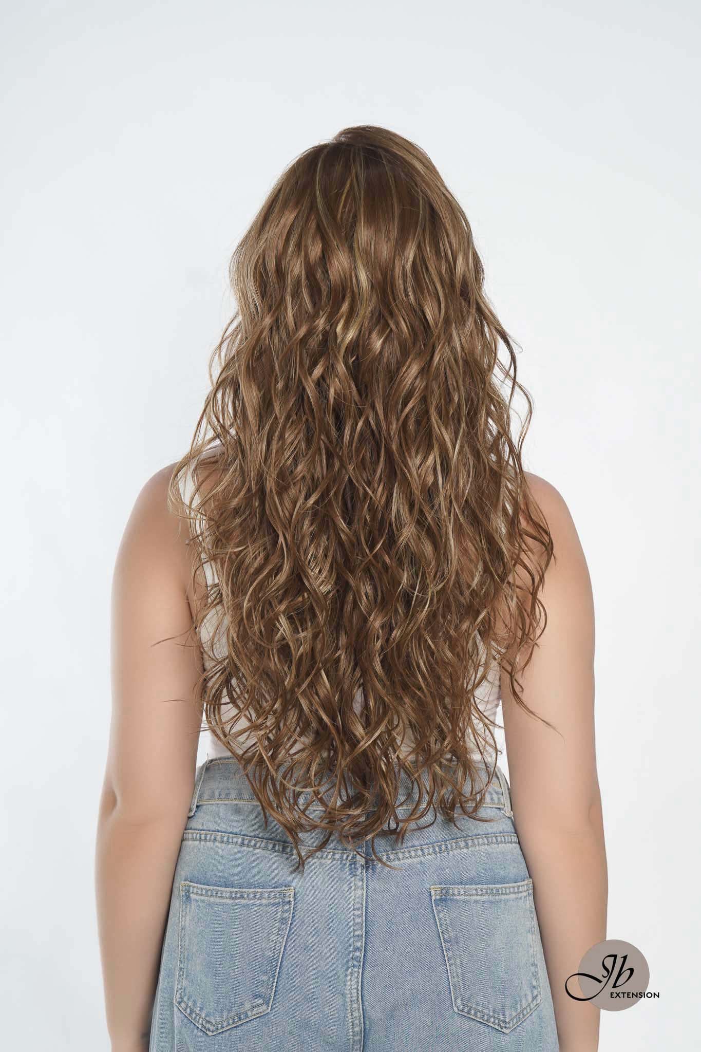 JBEXTENSION 24 Inches Brown With Highlight Wave 13X6 Pre-Cut Free Part Frontlace Glueless Wig OBSESSION Alexwigs