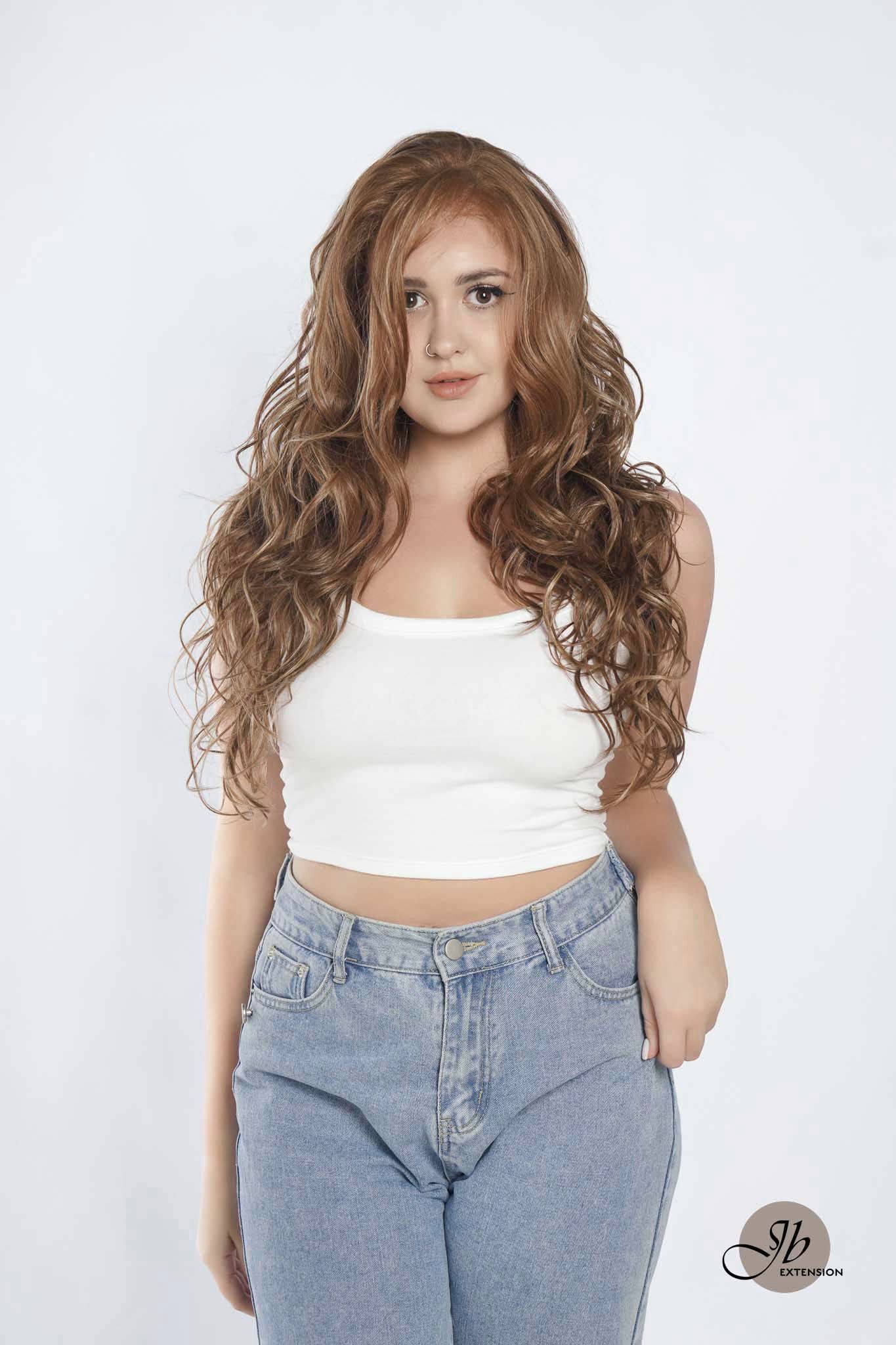 JBEXTENSION 24 Inches Brown With Highlight Wave 13X6 Pre-Cut Free Part Frontlace Glueless Wig OBSESSION Alexwigs