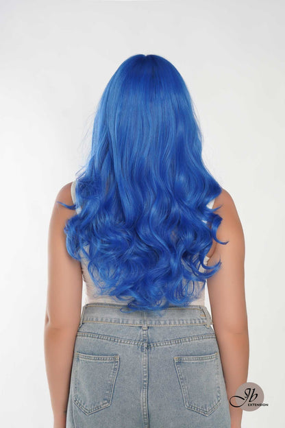 JBEXTENSION 24 Inches Mix Blue Body Wave Pre-Cut Frontlace Glueless Wig BUBBLES Alexwigs