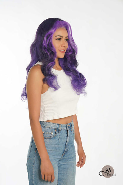 JBEXTENSION 24 Inches Mix Purple Body Wave Pre-Cut Frontlace Glueless Wig PHOENIX Alexwigs