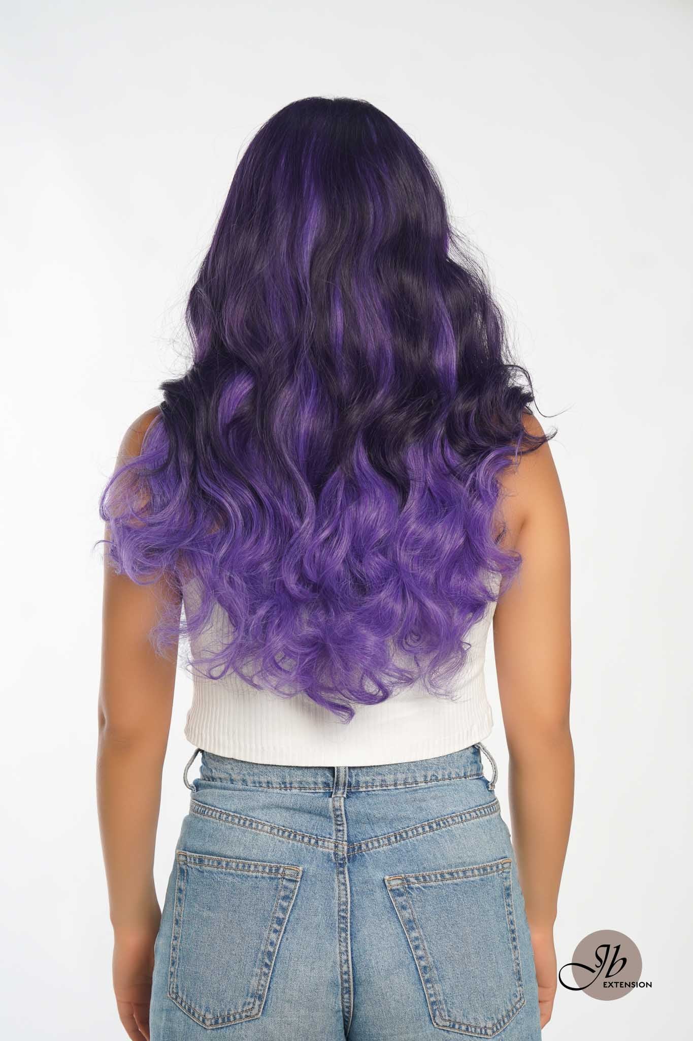 JBEXTENSION 24 Inches Mix Purple Body Wave Pre-Cut Frontlace Glueless Wig PHOENIX Alexwigs