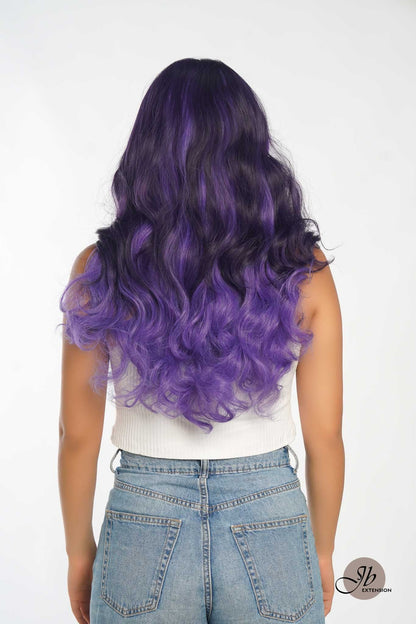 JBEXTENSION 24 Inches Mix Purple Body Wave Pre-Cut Frontlace Glueless Wig PHOENIX Alexwigs